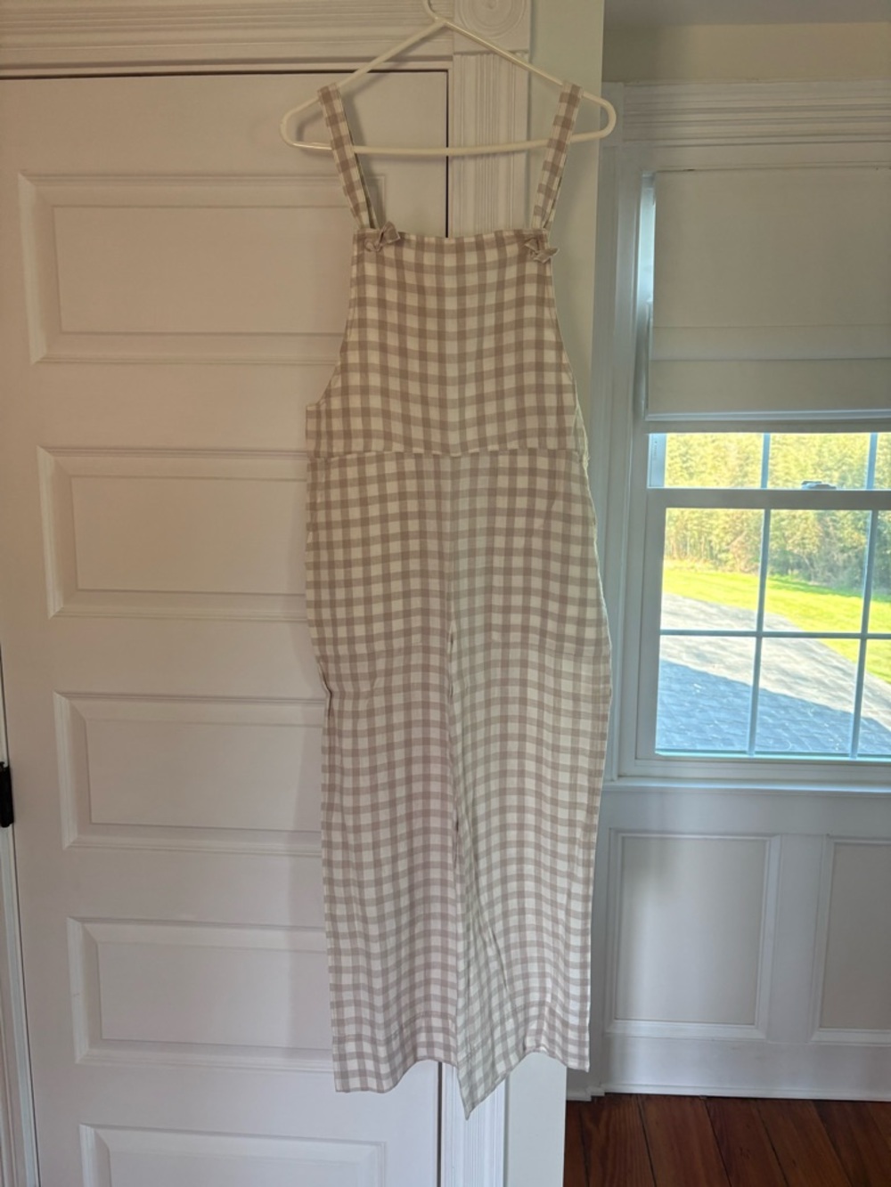 Lou & Grey NWOT 100% Linen Gingham Overalls Jumpsuit